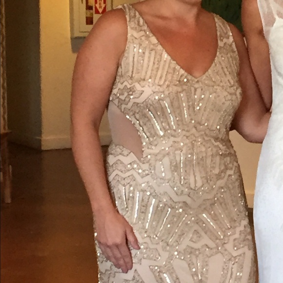 Adrianna Papell Dresses & Skirts - Adrianna Papell heavily beaded deep V gown.