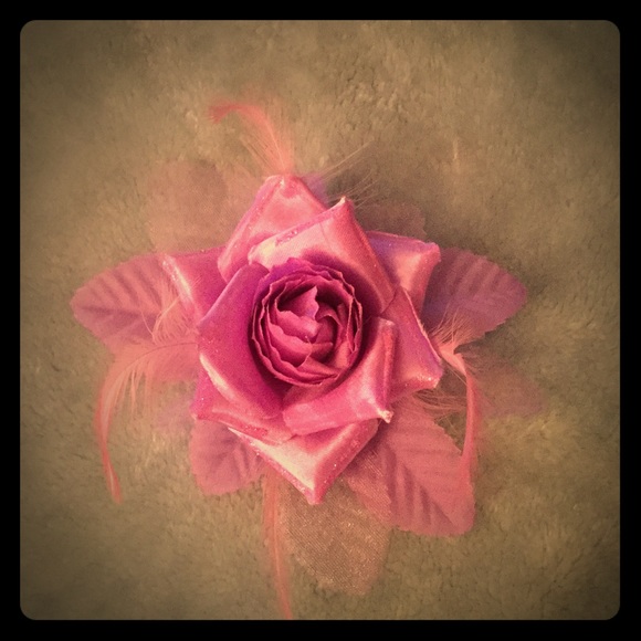 Purple rose hair clip.