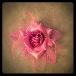 Purple rose hair clip.