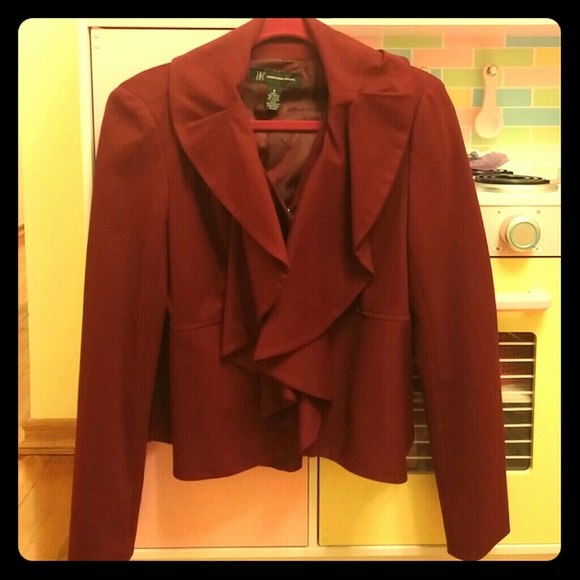 Burgundy blazer with zipper inc