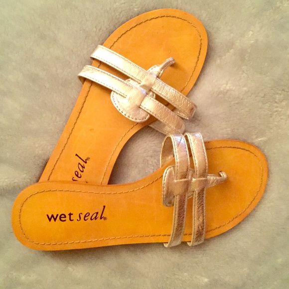 Silver strap sandals.