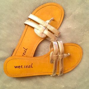 Silver strap sandals.