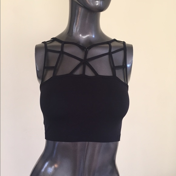 Black strappy stretch tank top