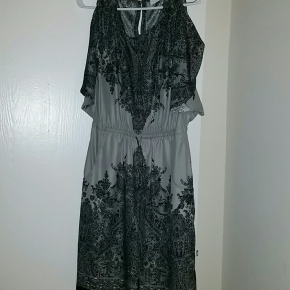 Gray lace print dress