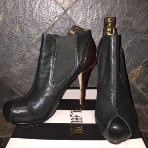 L.A.M.B "Hanshu" Green & Brown Leather Bootie
