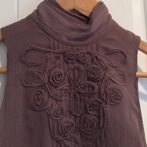 bebe purple-grey silk blouse with feminine details - Picture 4 of 4