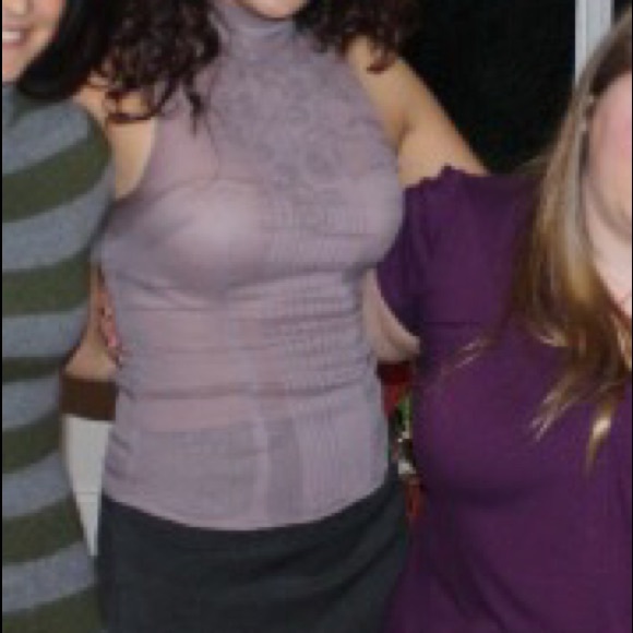 bebe purple-grey silk blouse with feminine details - Picture 2 of 4