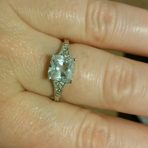 Cocktail Ring Silver 925 White CZ Size 6