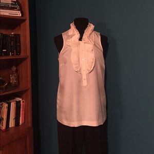 J. Crew Sz 6 Silk Sleeveless Ruffled-front Blouse