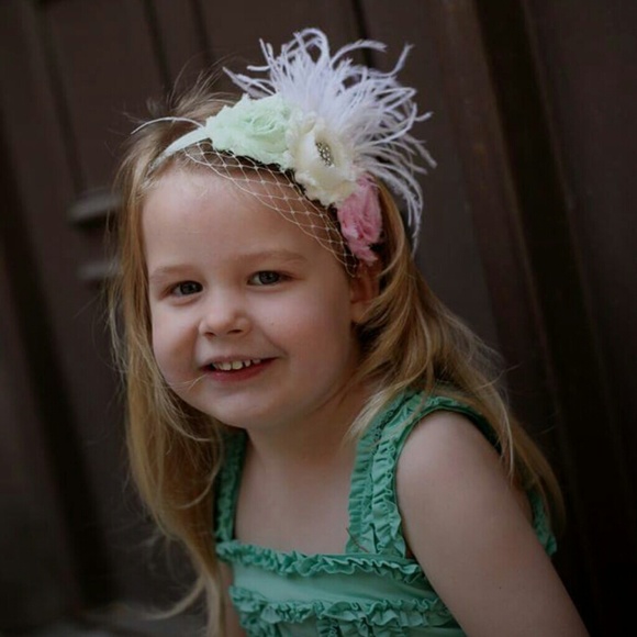 Chiffon and feather veil headband