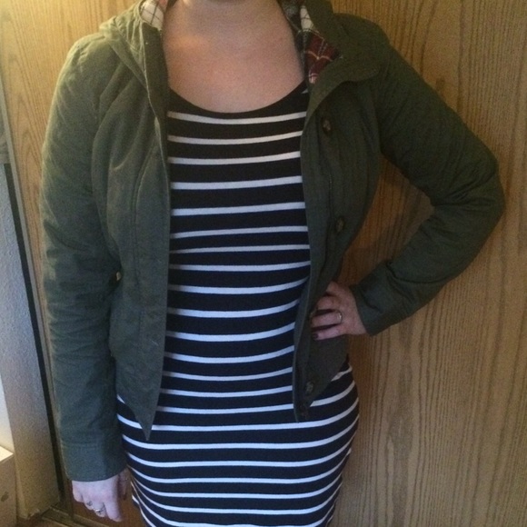 Love Tree army jacket with hooded flannel