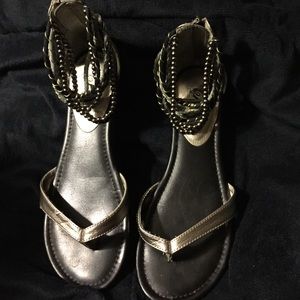 Decree Silver and Black Sandals