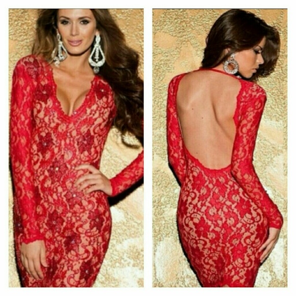 SoYaZa  Dresses & Skirts - Sexy red lace dress new size S strength