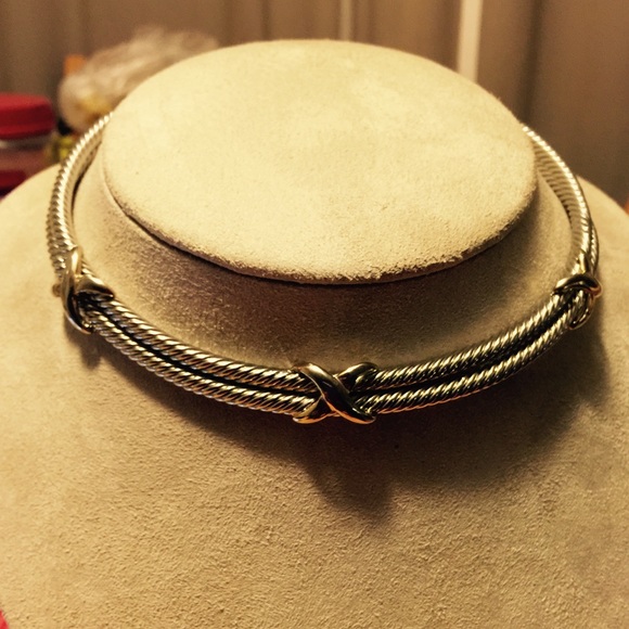 Cable X crossover silver fashion jewelry necklace