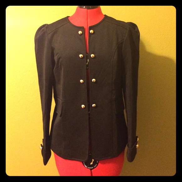 Black faux button blazer