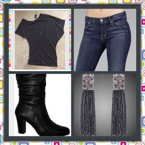 EXPRESS, NWT, Black w/Silver Metallic Top