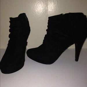 Adorable Coach and Four Black Suede Booties.