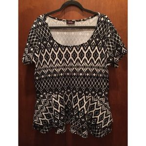 Black and White Peplum Top