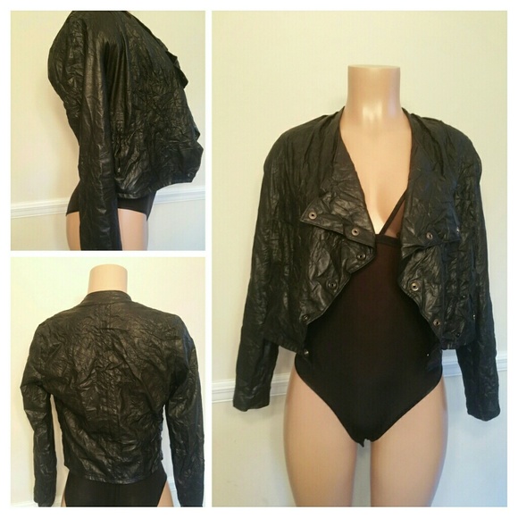 Cropped Faux Leather Jacket