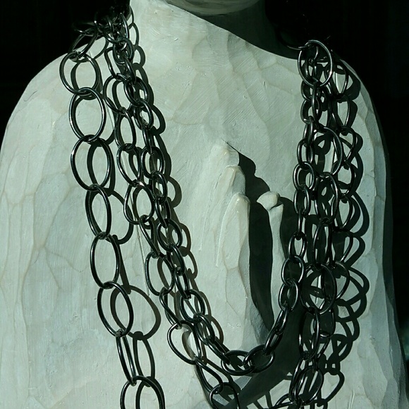 Pewter layered chain necklace - SOLD - Picture 2 of 2