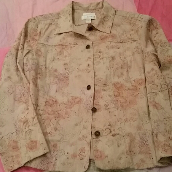 Classy Rose Print CJ Banks Jacket Blouse Size X - Picture 3 of 3