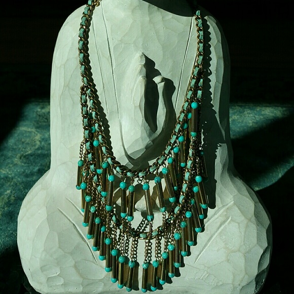 Brass and Turquoise necklace - SOLD - Picture 2 of 2