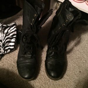 Black combat boots