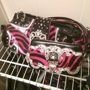 Pink Zebra purse and clutch set