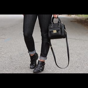 Sam and Libby Black Ankle Booties Buckle Strap 9.5