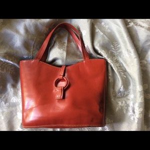 Red Fossil Leather Tote Purse