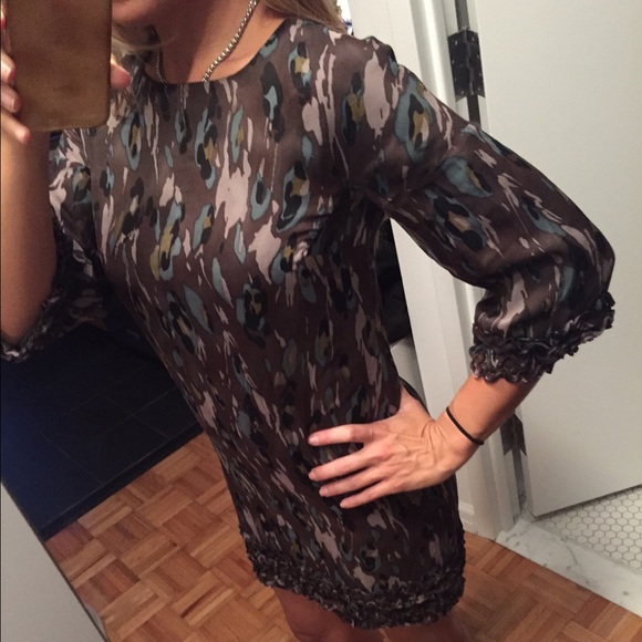 Designer Walter camo print shift dress 3/4 sleeve - Picture 3 of 4