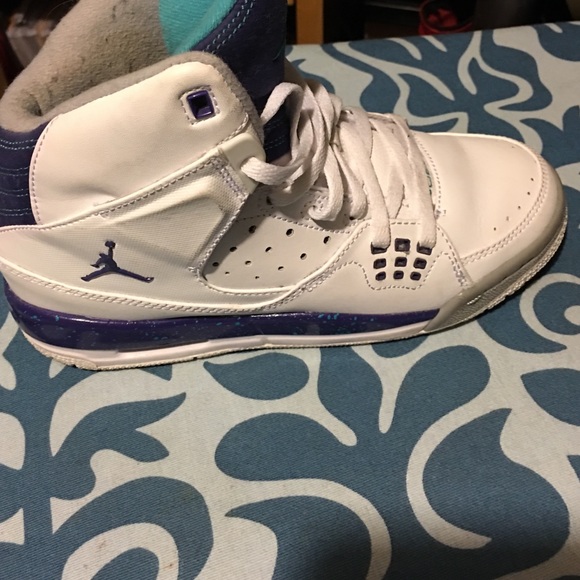 Purple and white jordans