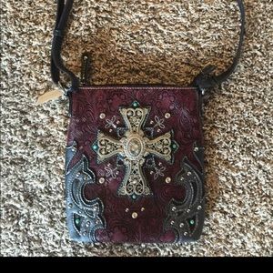Western CCW cross body purse w/ rhinestone cross