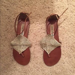 brown/gold sandal flats