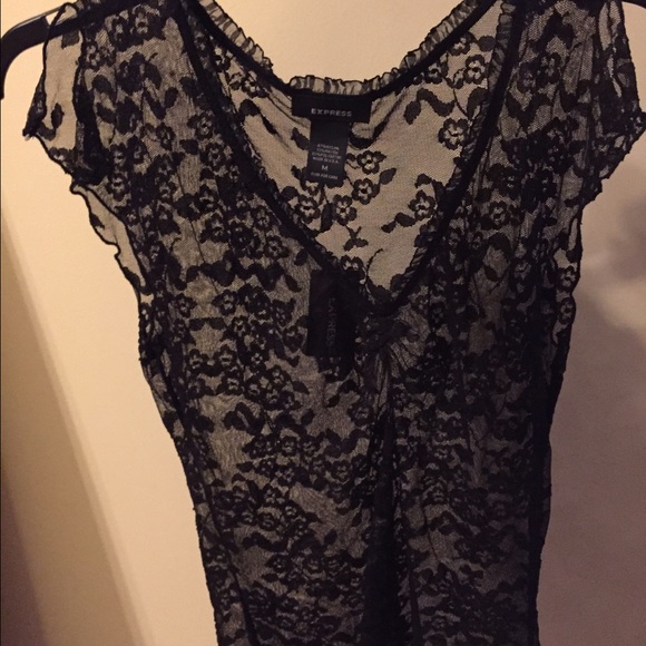 Sheer black slit sleeve tshirt