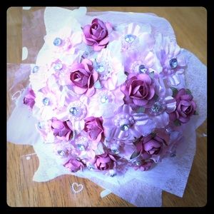 Miniature mini pink artificial flower bouquet