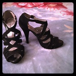 Strappy black heels