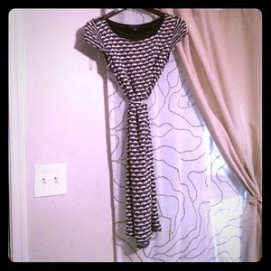 black, white, and grey jersey dress