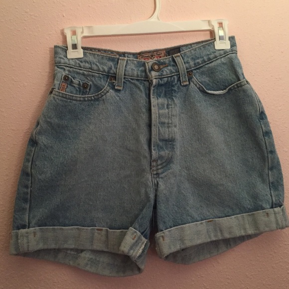 Light washed high waisted jean shorts