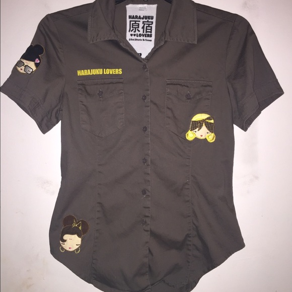 HARAJUKU LOVERS PATCHWORK BUTTON UP