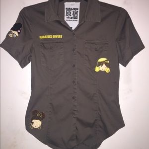 HARAJUKU LOVERS PATCHWORK BUTTON UP