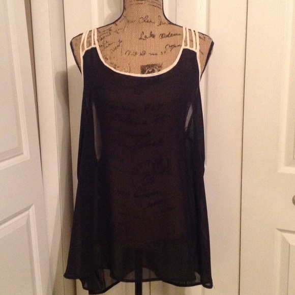 Tops - Sexy Black/Ivory Sheer Tank NWOT