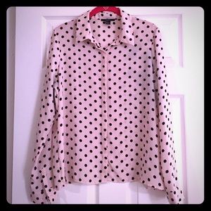 Pale pink & black polka dot blouse