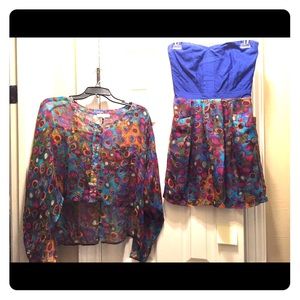 SUGARLIPS Blue/MultiColor Strapless dress