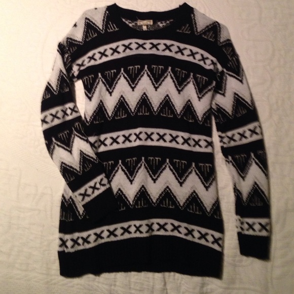 Black and white patterned sweater.