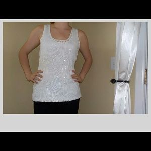 Calvin Klein white and ivory sequin blouse