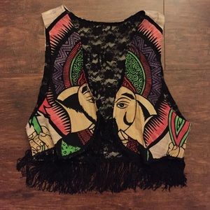Vintage Reversable Fringe Vest