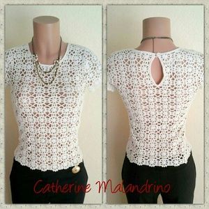 CATHERINE MALANDRINO CROCHET BEIGE TOP