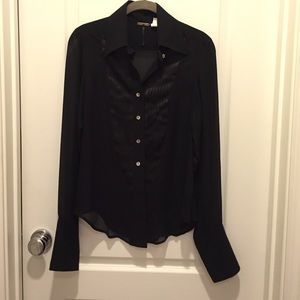 100% silk Fornarina sheer tuxedo top