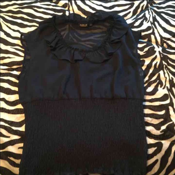 Navy Chiffon Top - Picture 1 of 2